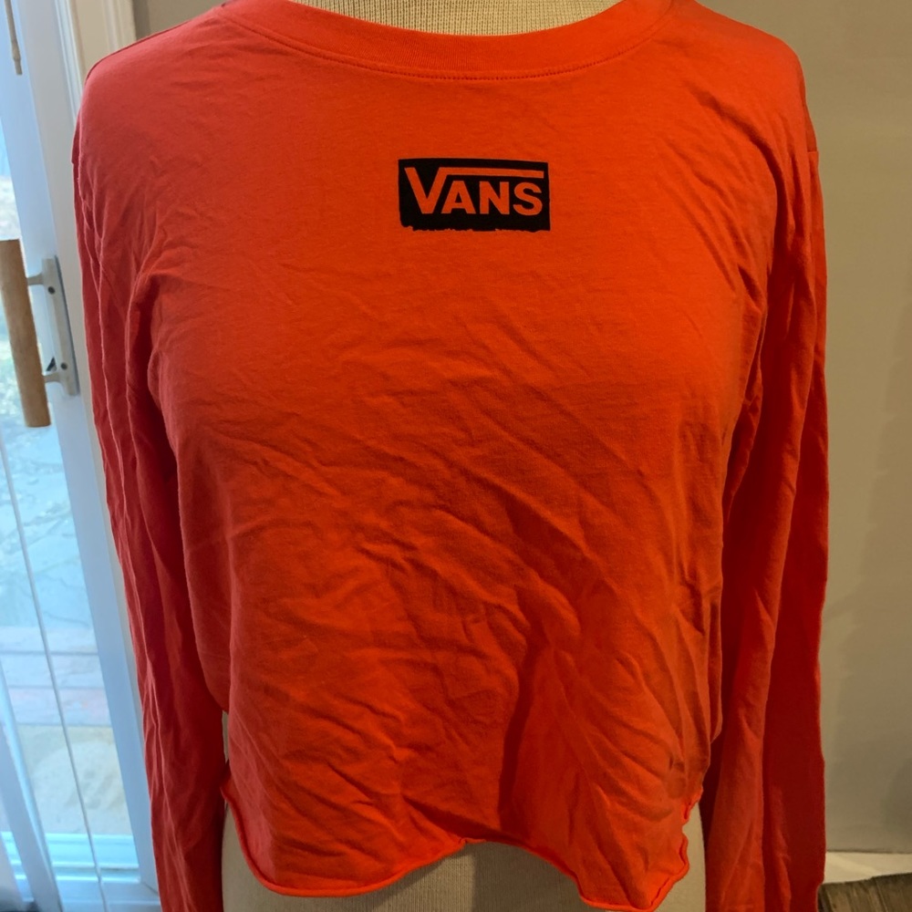 Red orange long sleeve crop top